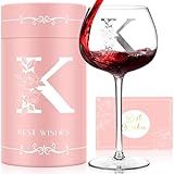 Personalized Gifts for Women, Monogrammed A-Z Wine Glass Custom Design, Unique Birthday Christmas Valentines Day Gift for Women, Initial Wine Glasses for Her, Wife, Girlfriend, Mom, Sister, Friend (K)