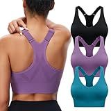 SHAEND Adjustable Sports Bras for Women 3-Pack Racerback High Support Bras Seamless Yoga Bra with Removable Cups