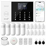 Alarm System for Home Security,24Pcs WiFi+GSM/4G No Monthly Fee Wireless Security System, Phone App Control,Real-Time Alert,Auto Alarm Dial,Compatible with Alexa & Google,No Monthly Fee
