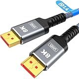 Capshi 8K DisplayPort Cable 1.4, VESA Certified 6.6FT DP Cord (8K@60Hz, 4K@144Hz, 2K@240Hz), 32.4Gbps Display Port Cable for Gaming Monitor, Graphic, PC, HDR/HDCP 2.2/FreeSync/G-Sync, Braided, Grey