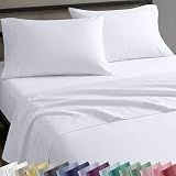 Soft Natural 100% Cotton Sateen Queen Sheets, 4 Pc Set, Bright White