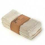 ACCENTHOME Natural Cotton Linen Napkin Set of 12 18x18 inch Dinner Napkins - Washable Soft Premium Hotel Quality Reusable Hemmed Edges Napkins Perfect Table Linens for Family Dinners, Weddings