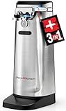 POHL SCHMITT Electric Can Opener, Knife Sharpener & Bottle Opener, Easy Push Down Lever, Works with Standard And Pop-Top Cans, Durable Stainless Steel & ABS - Kitchen Essentials and Accessories