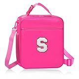 MOVOYEE Lunch Bag Kids Lunch Box Containers for School Work Office Picnic Travel, Insulated Lunch Tote Bag for Women Girls Food Cooler Carrier with Water Bottle Holder Handheld Shoulder Strap Pink S