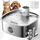 Cordless Dog Water Fountain, 5000mAh Battery Operated Water Fountain for Dogs, Stainless Steel Cat Water Fountain for Multi-Cats & Small-Medium Dogs, 8L Automatic Pet Water Fountain, Easy to Clean