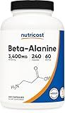 Nutricost Beta-Alanine Capsules 3400mg, 240 Capsules (60 Serv) - Potent Beta Alanine, Gluten Free & Non-GMO, 850mg Per Cap