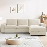 PARKOL 99" Convertible Sectional Sofa Couch with Chaise Storage, Modern L-Shaped Reversible Design, Comfortable Chenille Fabric, Removable Cushion Covers USB Type-C Ports Living Room (Beige)