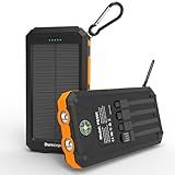 Durecopow Solar Charger Power Bank 20,000mAh, Portable Charger, 4 Cables 3 Ports Fast Charging External Battery Pack with USB C for Cell Phones, Solar Panel Charger with Dual Flashlight for Camping
