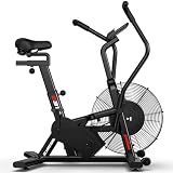 pooboo Air-Resistance Exercise Fan Bike, Air Bike with Dual Acction Handlebars&Dual-Layer Transmission System, Stationary Bike with APP Connection for Home Gym HIIT Cardio Full Body Workout