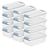 Sterilite 12-Pack Latching Box, Under Bed Storage Bins with Lids, Clear Plastic, 6 Quart - Heavy-Duty Organizing Containers for Closet, Bathroom, and Office