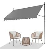 VINGLI Manual Retractable Awnings for Patio, 118"x118" Patio Awning Door Awning Exterior Adjustable Door Canopy with UV Protection for Backyard, Garden, Balcony (Gray, 47" roll Out)