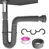 Flexible Expandable Bathroom P Trap, 1 1/4 to 1 1/2 Sink Drain Kit