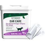Vet's Best Ear Relief Finger Wipes, Ear Cleansing Finger Wipes for Dogs, Sooths & Deodorizes, 50 Disposable Dog Wipes