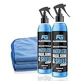 Flowgenix™ Waterless Car Wash Spray - Grand Finale - Motorcycle Cleaner & Car Wax Spray Polish (8 oz) - Ceramic Coating - Incl. 2 Microfiber Towels - Quick Detailer Spray (2-Pack)