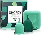 SHORDY Reusable Menstrual Cups (Small & Large) Set of 2 with Box, 100% Soft Silicone, Copa Menstruelle, Period Cup, Heavy & Light Flow, Feminine Hygiene, Tampons, Pads & Disc Alternative for Women