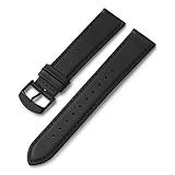 Timex 20mm Genuine Leather Quick-Release Strap – Black with Black Buckle