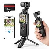 4K Vlogging Camera Portable Pocket Camera, 4K/30FPS with 75MP Photo, 330° Rotating Lens & Face Tracking, 1.7'' Touch Screen, Wi-Fi, 18x Digital Zoom, for YouTube TikTok, Includes 128GB Card&Tripod
