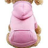 Jecikelon Winter Dog Hoodie Sweatshirts with Pockets Warm Dog Clothes for Small Dogs Chihuahua Coat Clothing Puppy Cat Custume (Pink, Small)