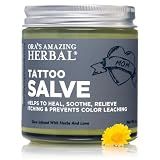 Ora's Amazing Herbal Natural Tattoo Salve,Tattoo Aftercare Balm for New & Old Inked Skin, Moisturizing & Itch Soothing Cream, Petroleum Free & Color Restoring Tattoo Ointment, 4oz, USA made