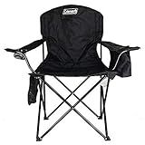 Coleman Portable Quad Camp Chair with 4-Can Cooler, Cushioned Seat & Back with Side Pockets & Cup Holder, Carry Bag Included