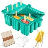 Popsicles Molds Silicone, Bpa-free ice Pop Mold Food Grade Popsicle Maker With 50 Popsicle Sticks 50 Popsicle Bag For Kids Easy Cleanup (Blue, 12 Cavities)