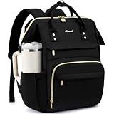 LOVEVOOK Laptop Backpack for Women with Giant Tumbler Holder Pocket,15.6 inch Waterproof Travel Backpack Purse Computer Laptop Bag,Professional Work College Nurse Teacher Backpack Casual Daypack,Black