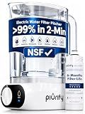 PIURIFY Compact Electric Water Filter Pitcher + Filter | NSF Tested | 50 OZ