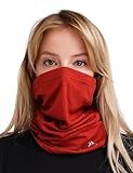 Merino.tech Merino Wool Ski Neck Gaiter - Face Mask Neck Warmer for Men & Women (165 Cherry Red)