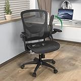 KIZECK Ergonomic Comfy Mesh Home Office Computer Desk Chair with Height Adjustable Lumbar Support with Flip up Arms for Adult