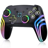 MYSTILUCK Wireless Pro Controller for Switch/Switch 2/Lite/OLED/PC, Gamepad with 7 Color-Changing RGB Lighting/Dual Vibration/6-Axis Gyroscope/Turbo, Ergonomically Designed Precise Joystick