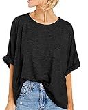 Women Oversized T-Shirt Summer Casual Short Sleeve Loose Tee Tops Black