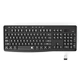 Redragon Wireless Keyboard, 2.4G Full-Sized Ergonomic Wireless Computer Keyboard with 10 Individual Multimedia Keys, Spill Resistant, for Mac OS Desktop/Laptop/PC BK7367