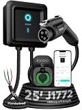 EVIQO Level 2 EV Charger, 48 Amp 240V, J1772 Charger for Non-Tesla EVs, 25ft Cable, WiFi (2.4GHz) Smart App, Weatherproof Indoor/Outdoor (IP66, NEMA 4), UL & ETL Certified, Hardwired, 11.5kW
