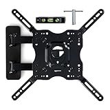 Amazon Basics Full Motion Articulating TV Wall Mount, with Swivel and Tilt, for 26" to 55" TVs and Flat Panels up to 80 Lbs, VESA Compatible, Single Stud, Black