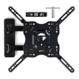 Amazon Basics Full Motion Articulating TV Wall Mount, with Swivel and Tilt, for 26" to 55" TVs and Flat Panels up to 80 Lbs, VESA Compatible, Single Stud, Black