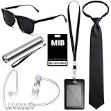 Asekonc Agent Costume Secret Service Costume Set Spy Costume Accessories for Halloween Men Women Black Outfit
