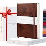 BEECHMORE BOOKS Travel Planner, Brown | Vegan Leather Hardcover with Thick 120gsm Lined Paper | Travel Checklists & 8 Trip Sections | Gift Box | for Gap Year Travelers, Honeymoon & Holidays