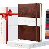 BEECHMORE BOOKS Travel Planner, Brown | Vegan Leather Hardcover with Thick 120gsm Lined Paper | Travel Checklists & 8 Trip Sections | Gift Box | for Gap Year Travelers, Honeymoon & Holidays