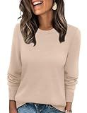 WIHOLL Fall Sweaters for Women Trendy Fashion Clothing Long Sleeve Tops Fall Clothes 2025 School Outfits for Teachers Loose Pullover Y2k Tops Apricot M