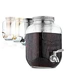 BTaT- 1 Gallon Cold Brew Coffee Maker, Thick Glass Pitcher with Stainless Steel Filter, Lid & Spigot, Iced Coffee & Sun Tea Brewer, Large Mason Jar Cold Brew Container, Fast Iced Tea Maker for Fridge
