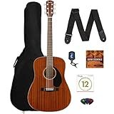 Fender CD-60S Solid Top Dreadnought Acoustic Guitar - All Mahogany Bundle with Gig Bag, Tuner, Strap, Strings, Picks, and Austin Bazaar Instructional DVD