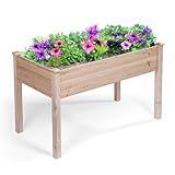 Backyard Expressions Wooden Raised Garden Bed | 48" x 24" x 30" Elevated Planter Box with Included Bed Liner | Outdoor Vegetable, Flower, and Herb Gardening