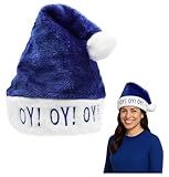 Nicky Bigs Novelties Adult Hanukkah Oy Vey Stocking Hat- Holiday Hanukkah Hats - Blue and White Santa Christmas Hat, One Size