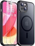SPIDERCASE Designed for iPhone 15 Case, Magnetic with [2 Tempered Glass Screen Protector] [Full Camera Protection] Anti-Scratched Slim Phone Case for iPhone 15 6.1”, Black