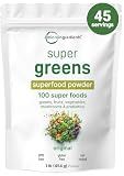 Micro Ingredients Super Greens Powder, 100 Superfoods, Green Drink Mix, 1lb | Superfood Blend with Daily Greens, Probiotics, Fruits, Vegetables & Mushrooms | 45 Servings | Non-GMO, Gluten-Free