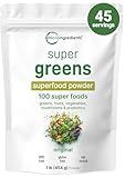 Micro Ingredients Super Greens Powder, 1lb | 100 Superfood Blend with Daily Greens, Probiotics, Fruits, Vegetables & Mushrooms | Source of Vegan Protein & Enzymes | Non-GMO, Gluten-Free, No Additives
