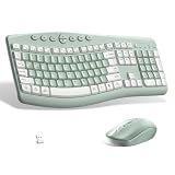 Wireless Keyboard and Mouse Combo Silent Ergonomic Curved Design for Office
