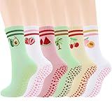 scenicamp 6 Pairs Pilates Grip Socks for Women Cute Non Slip Yoga Socks for Barre Ballet Barefoot Workout Hospital Sports Home Slipper