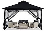 ABCCANOPY Gazebos for Patios 8x8 - Outdoor Steel Frame Gazebo with Mosquito Netting for Lawn Backyard Garden Deck (Black)