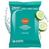 Lume Acidified Deodorant Wipes - 24 Hour Odor Control - Aluminum Free, Baking Soda Free, Skin Loving - Flushable - 15 Count (Cool Cucumber)